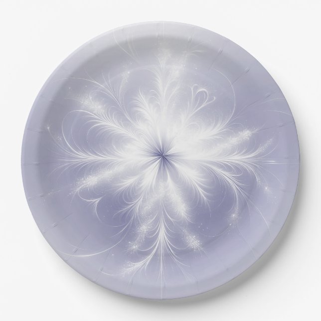 Assiettes En Carton Faux De Neige Blanc Fraîche Sur Violet (Devant)