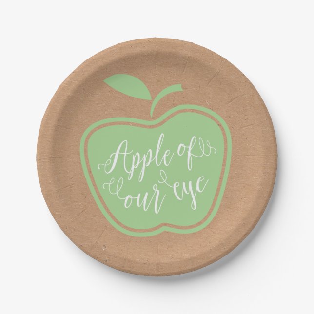 Assiettes En Carton Faux Kraft Pomme Rustique De Mon Baby shower Oeil (Devant)