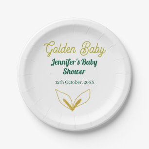 Assiettes En Carton Faux or feuillu forêt verte enchanté bébé douche