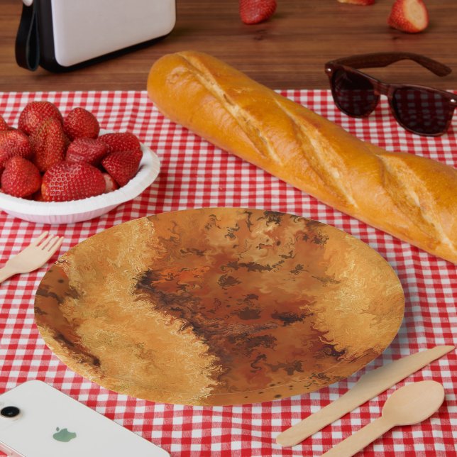 Assiettes En Carton Faux Walnut Burel Pattern  (Pique-nique)