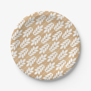 Assiettes En Carton Faux Wood Plaque de papier à motif floral blanc