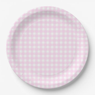 Assiettes En Carton Faye et Lauren Pastel Pink En vichy