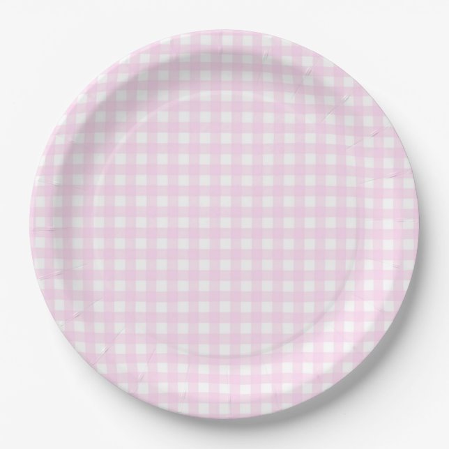 Assiettes En Carton Faye et Lauren Pastel Pink En vichy (Devant)