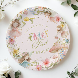 Assiettes En Carton Fée Colorée Premier Anniversaire Jardin Enchanté