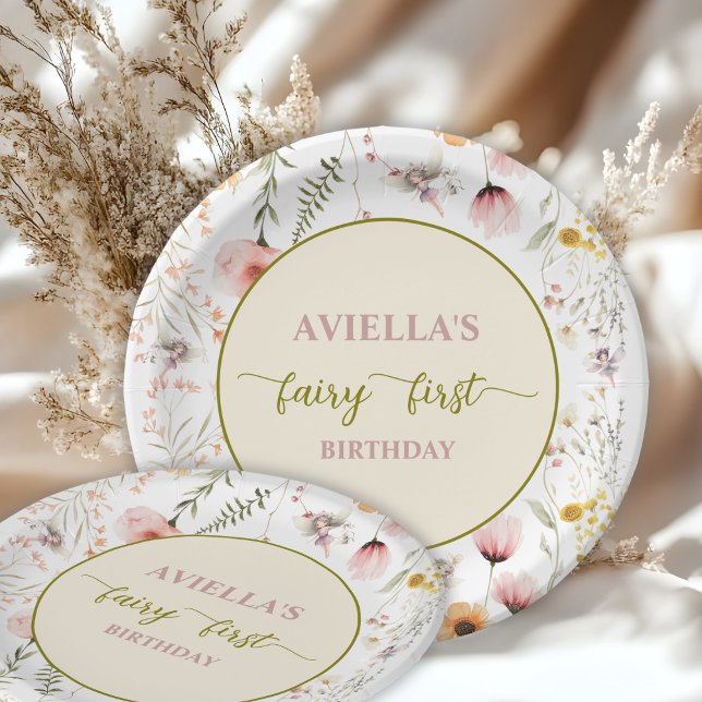 Assiettes En Carton Fée de fantaisie première fleur sauvage  (Créateur téléchargé)