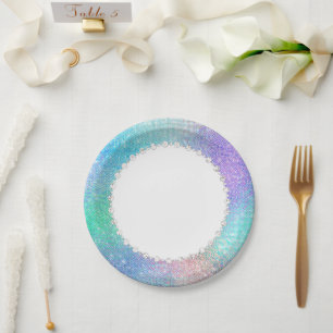 Assiettes En Carton Fée Ethereal   Rainbow Ombre Pastel Sheen