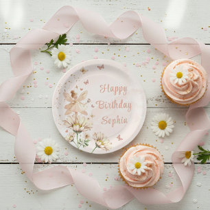 Assiettes En Carton Fée Fille Anniversaire Fête de Jardin