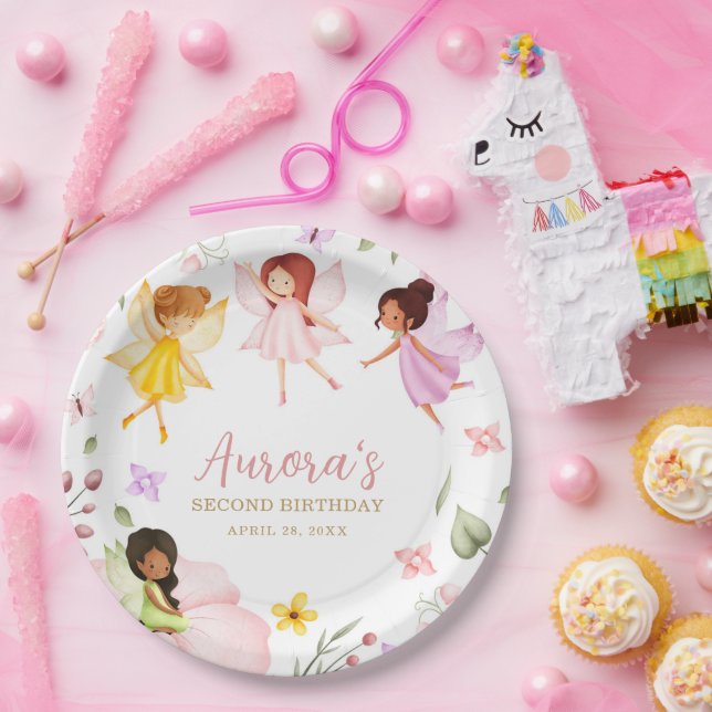 Assiettes En Carton Fée magique Princesse enchantée Jardin Anniversair (Fête)