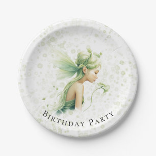 Assiettes En Carton Fée verte légère Alcool Encre Fille Anniversaire F