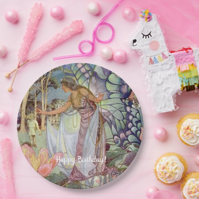 Assiettes En Carton Fée vintage (Fête)