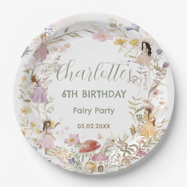 Assiettes En Carton Fées Fleur sauvage Fleurs de prairie Anniversaire (Devant)