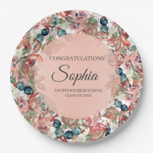 Assiettes En Carton Félicitations à Pink Turquoise Floral Graduation