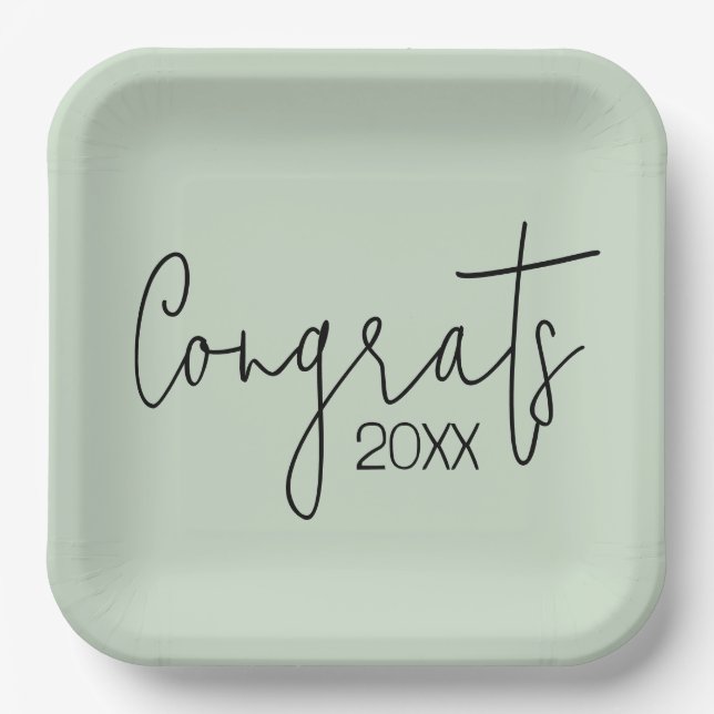 Assiettes En Carton Félicitations À Sage Green (Recto)