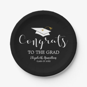 Assiettes En Carton Félicitations au diplômé chapeau de diplômé chic r