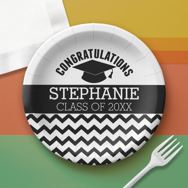 Assiettes En Carton Félicitations diplômé - Fête de remise des diplôme (Custom Graduation Paper Plate)