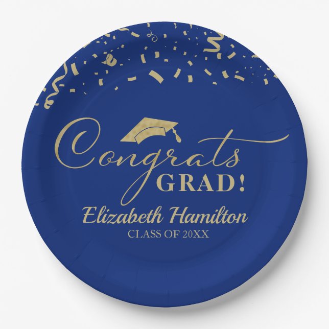 Assiettes En Carton Félicitations Grand Gold Script Grad Graduation Pa (Devant)