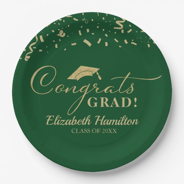 Assiettes En Carton Félicitations Grand Gold Script Grad Graduation Pa (Devant)