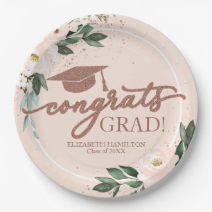 Assiettes En Carton Félicitations Grand Pink Blush Floral Party