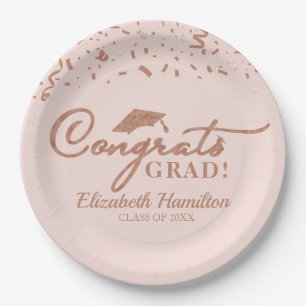Assiettes En Carton Félicitations Grand Rose pour la cérémonie de remi