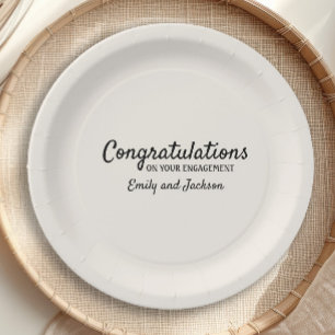 Assiettes En Carton Félicitations pour les fiançailles Nom du script C