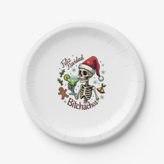 Assiettes En Carton Feliz Navidad Bitchachos Drôle Crâne Espagnol Joye