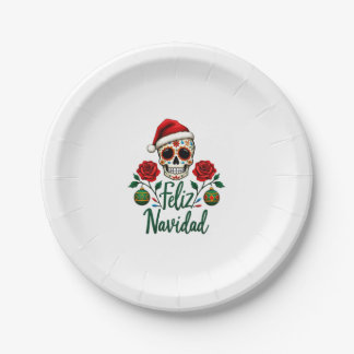 Assiettes En Carton Feliz Navidad Sugar Skull Mexican Christmas T-Shir