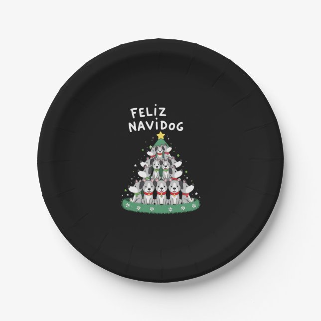Assiettes En Carton Feliz Navidog Christmas Dog T-Shirt, Funny Cute Xm (Devant)