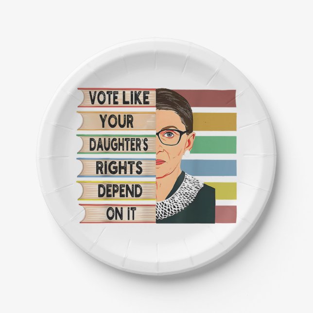 Assiettes En Carton Feministe Ruth Bader Ginsburg RBG Citation Girl Wi (Devant)