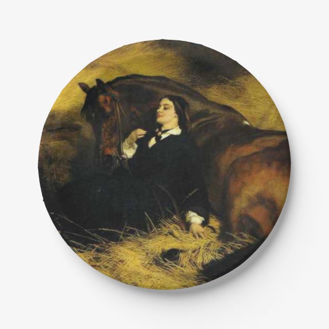 Assiettes En Carton Femme et Cheval (Devant)