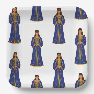 Assiettes En Carton Femme marocaine en Motif Caftan