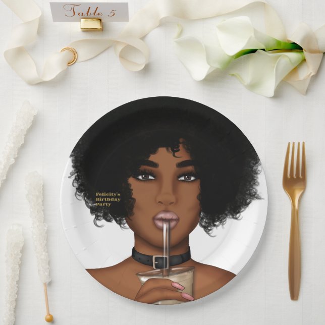 Assiettes En Carton Femme noire (Mariage)
