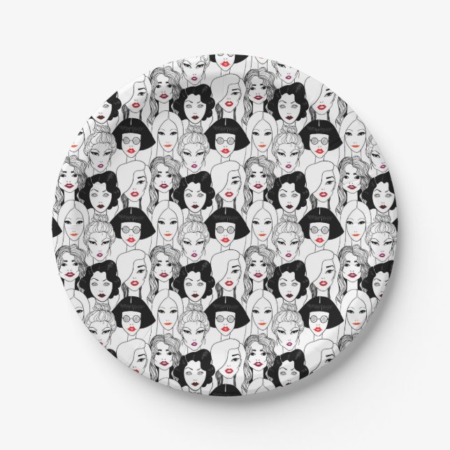 Assiettes En Carton Femmes avec le motif de rouge à lèvres (Devant)