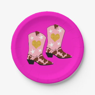 Assiettes En Carton Femmes modernes Cowgirl rose Boots Occidentaux Hot