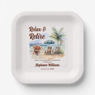 Assiettes En Carton Femmes Retraite Plage Chaire Parti à thème