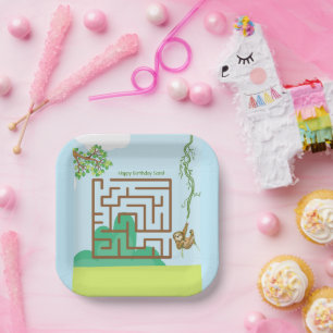 Assiettes En Carton Fentes et feuille labyrinthe puzzle plaques d'anni