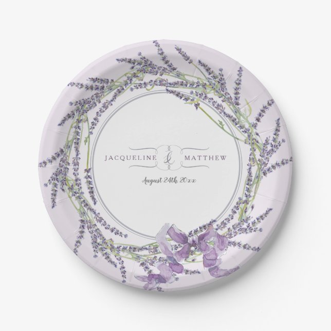 Assiettes En Carton Fer de réception Fleur de lavande française Aquare (Devant)