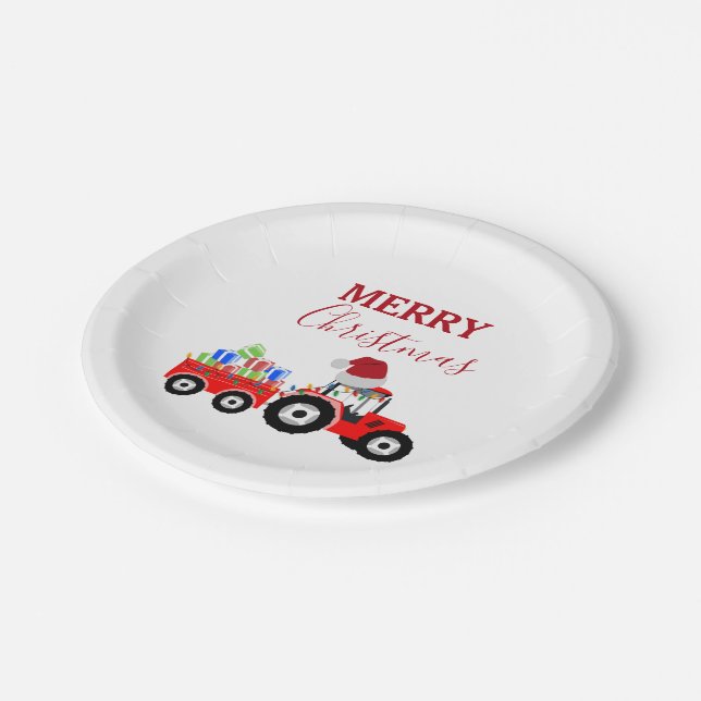 Assiettes En Carton Ferme de camions Red Christmas Truck (Angle)
