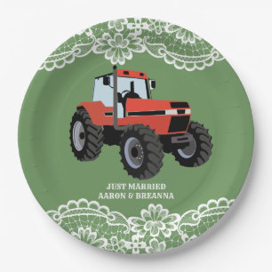 Assiettes En Carton Ferme de Fête de l'mariée de Red Tractor