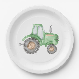 Assiettes En Carton Ferme de tracteurs verts Plaques d'anniversaire