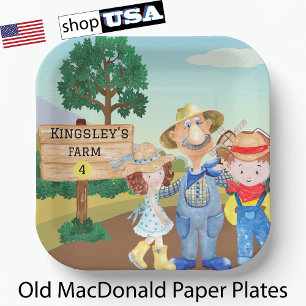 Assiettes En Carton Ferme de vieux MacDonald personnalisée
