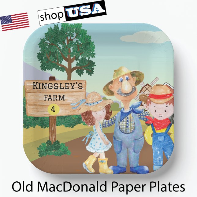 Assiettes En Carton Ferme de vieux MacDonald personnalisée (Créateur téléchargé)