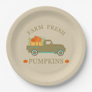 Assiettes En Carton ferme eau fraîche citrouilles automne
