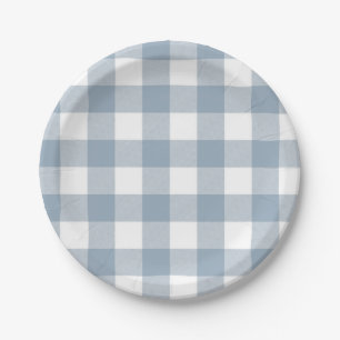 Assiettes En Carton Ferme Rustic Blue Buffalo Plaid Carré