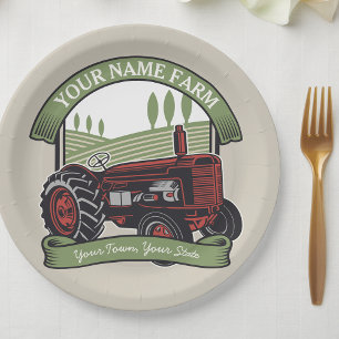 Assiettes En Carton Fermier de Vintage Farm Tractor