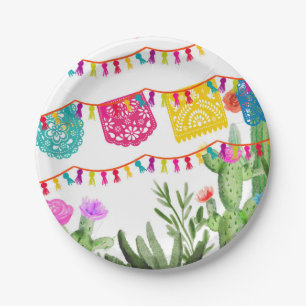 Assiettes En Carton Festa Mexicaine Bannières Floral Cactus Plaque Pap