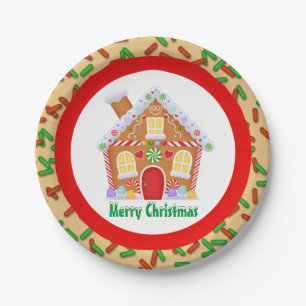 Assiettes En Carton Festif Christmas gingerbread maison ajouter plaque