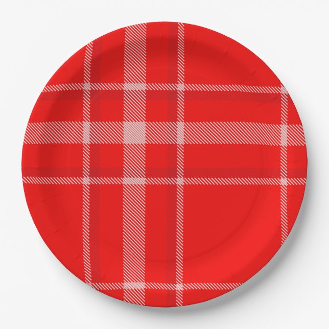 Assiettes En Carton Festif de Noël rouge et blanc (Devant)