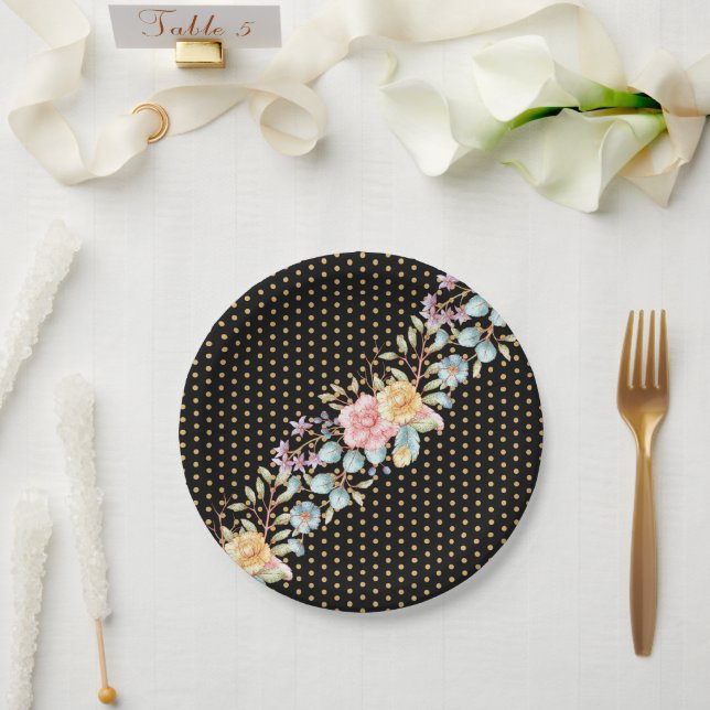 Assiettes En Carton Festif Night Blooms (Mariage)