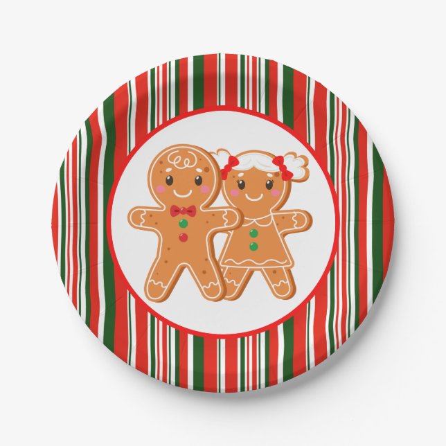 Assiettes En Carton Festif Noël en pain d'épices Fête de Noël (Devant)