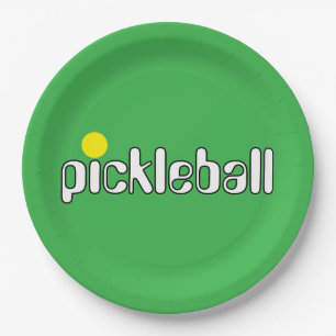 Assiettes En Carton Festif PICKLEBALL Texte brillant Arrière - plan ve